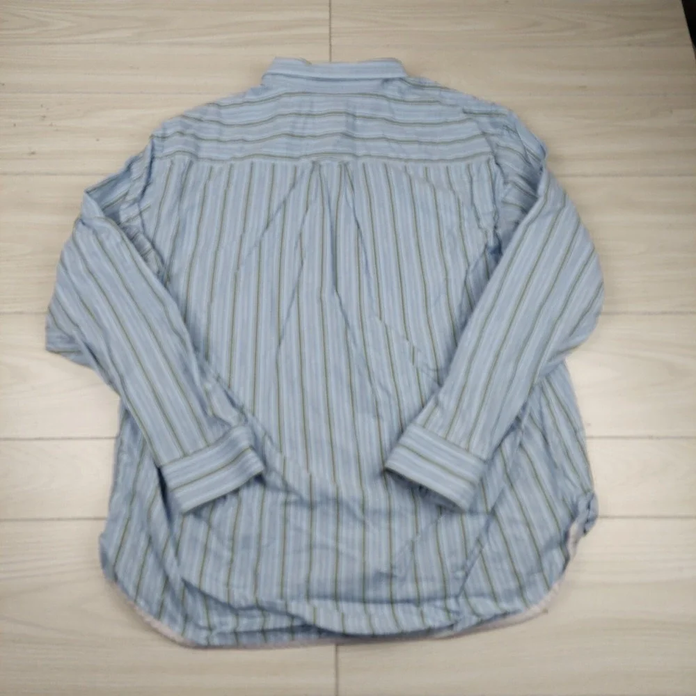 Tommy Bahama Button Down Shirt Mens 3XL Blue Green Striped Long Sleeve Cotton